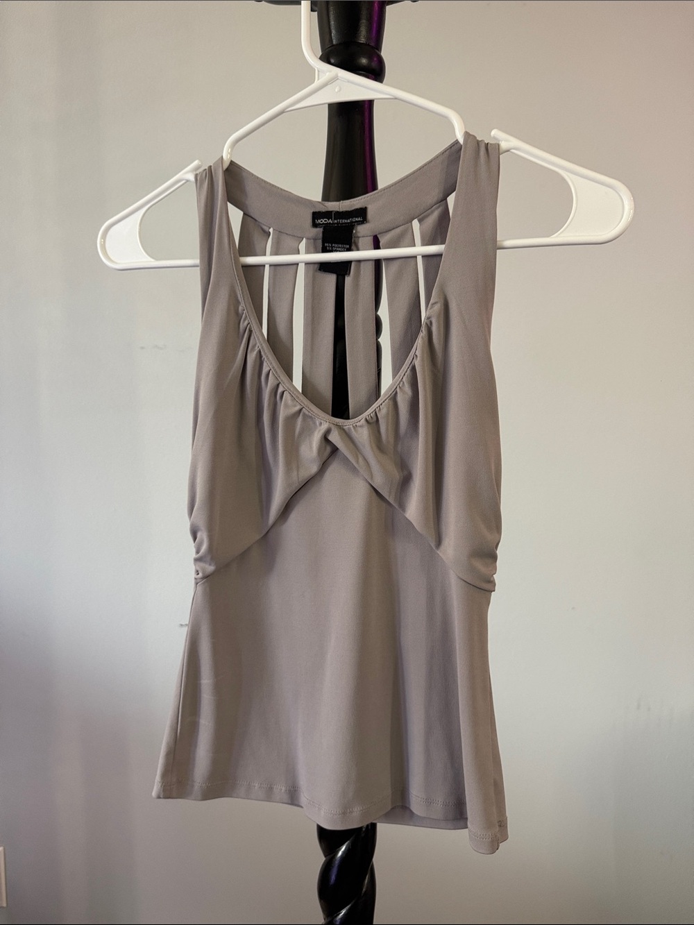 Moda International Taupe Twist-Front Racerback Tank